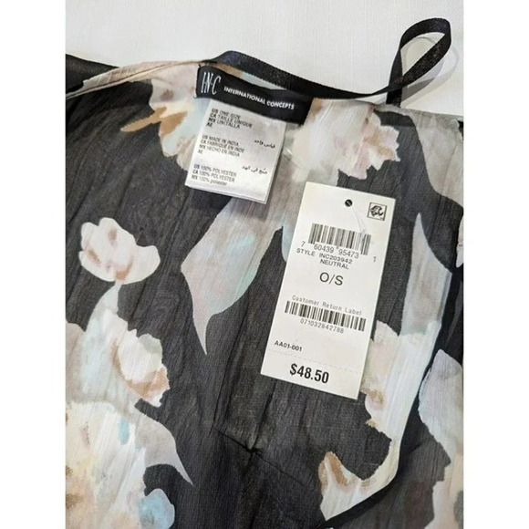 INC International Concepts Blossom-Print Belted Kimono in Neutral O/S (MSRP $49) - Picture 6 of 6
